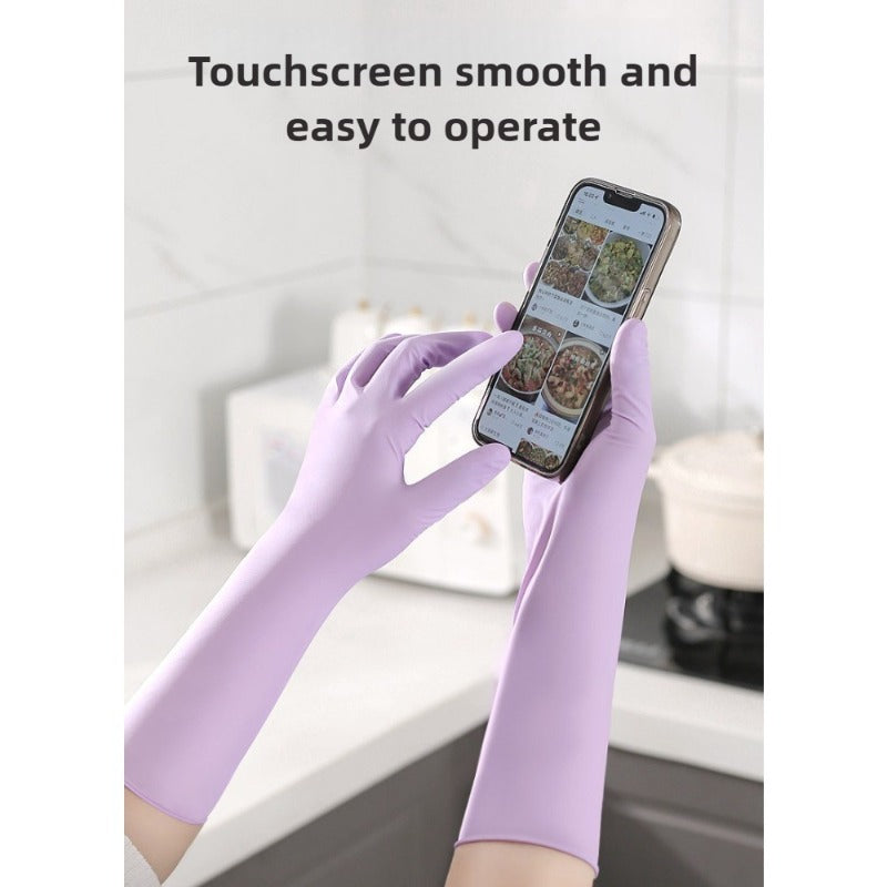 Purple 12-Inch Nitrile Gloves, Non-Slip Fingertips with Touchscreen, Powder-Free, Suitable for Kitchens And Bathrooms, Pet Bathing, Painting, Daily Cleaning, Holiday Gifts