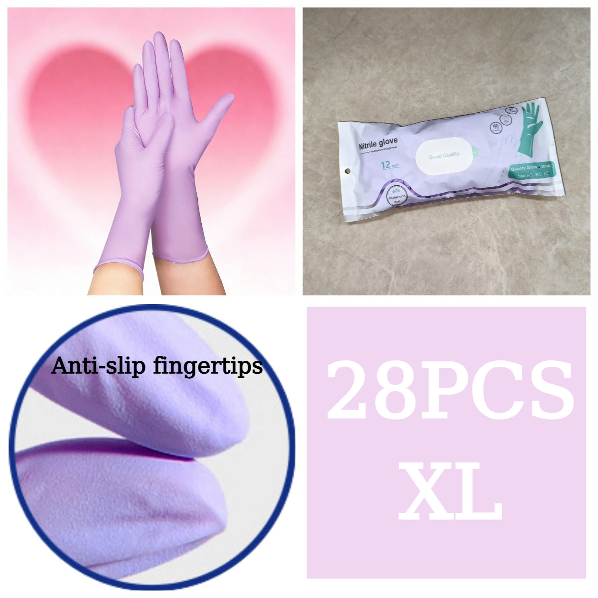 Purple 12-Inch Nitrile Gloves, Non-Slip Fingertips with Touchscreen, Powder-Free, Suitable for Kitchens And Bathrooms, Pet Bathing, Painting, Daily Cleaning, Holiday Gifts