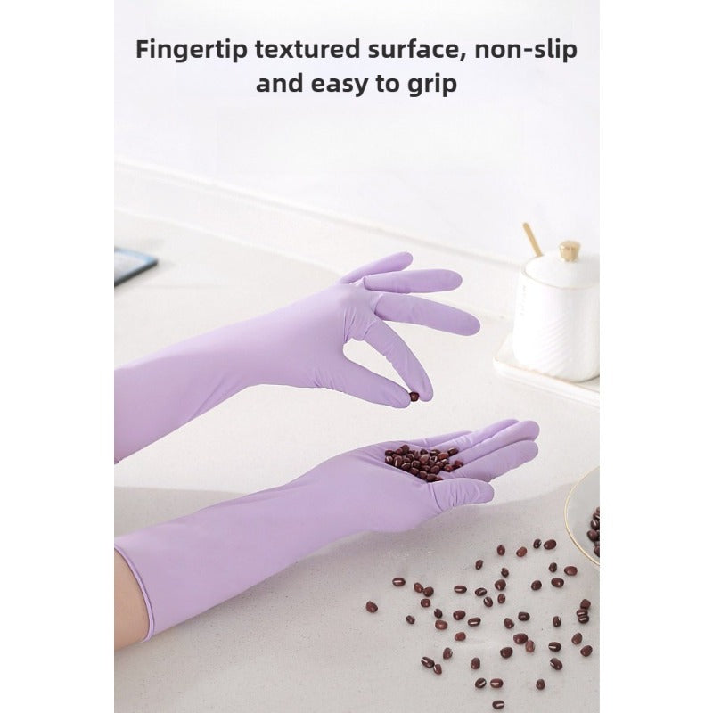 Purple 12-Inch Nitrile Gloves, Non-Slip Fingertips with Touchscreen, Powder-Free, Suitable for Kitchens And Bathrooms, Pet Bathing, Painting, Daily Cleaning, Holiday Gifts