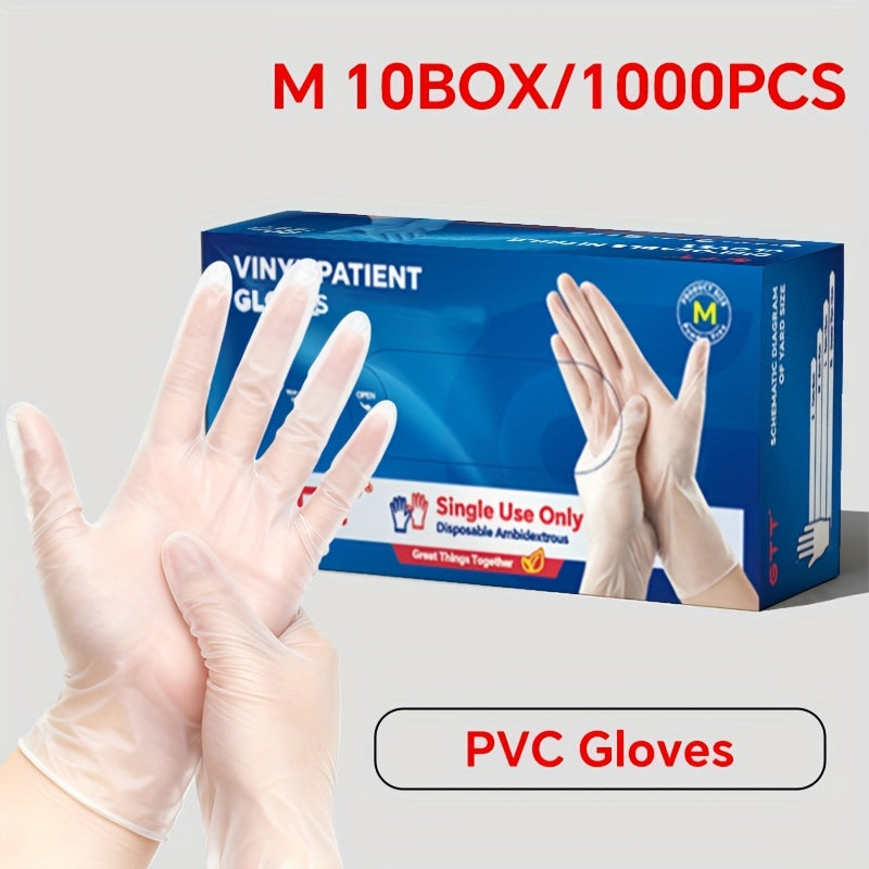 1000pcs Disposable Transparent Gloves, PVC Gloves, Suitable for Cooking, Outdoor Activities, Catering Establishments And Cleaning Work, Catering Supplies, Cooking Gloves, Lightweight Gloves, Snug Fit, Hypoallergenic Gloves, Pvc Material, Multipurpose
