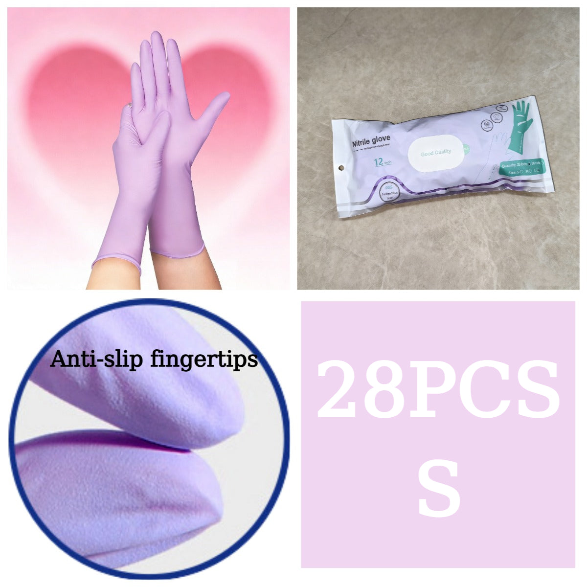 Purple 12-Inch Nitrile Gloves, Non-Slip Fingertips with Touchscreen, Powder-Free, Suitable for Kitchens And Bathrooms, Pet Bathing, Painting, Daily Cleaning, Holiday Gifts