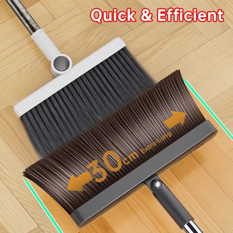 Two-Part Broom And Dustpan Set Featuring a 51-Inch Adjustable Long Handle And Two Interchangeable Broom Heads, Suitable for Sweeping Indoors And Outdoors, Including Home, Office, Kitchen, Hall, Floor, And Garden