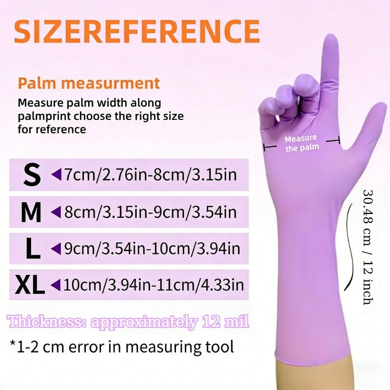 Purple 12-Inch Nitrile Gloves, Non-Slip Fingertips with Touchscreen, Powder-Free, Suitable for Kitchens And Bathrooms, Pet Bathing, Painting, Daily Cleaning, Holiday Gifts